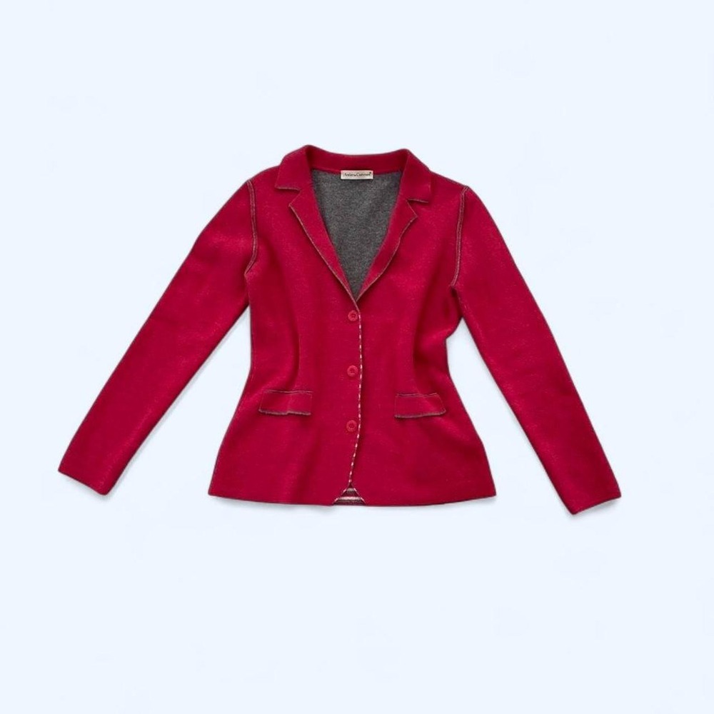 Red wool blend buttoned cardigan size M by L'Atelier Del‎ Cashmere